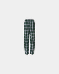 Custom cotton flannel pajama pants for men - Green/ White Plaid