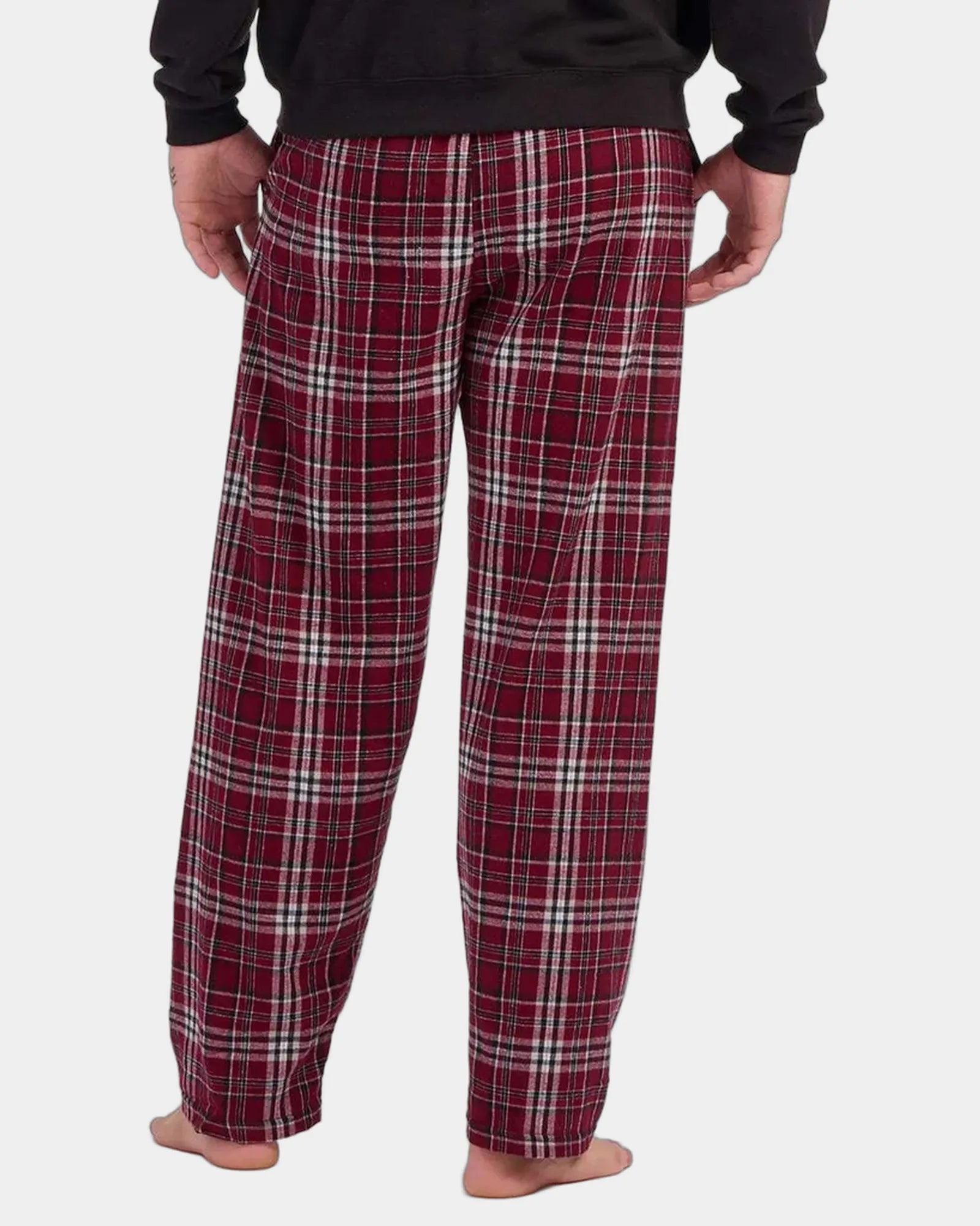 Custom cotton flannel pajama pants for men - Maroon Plaid