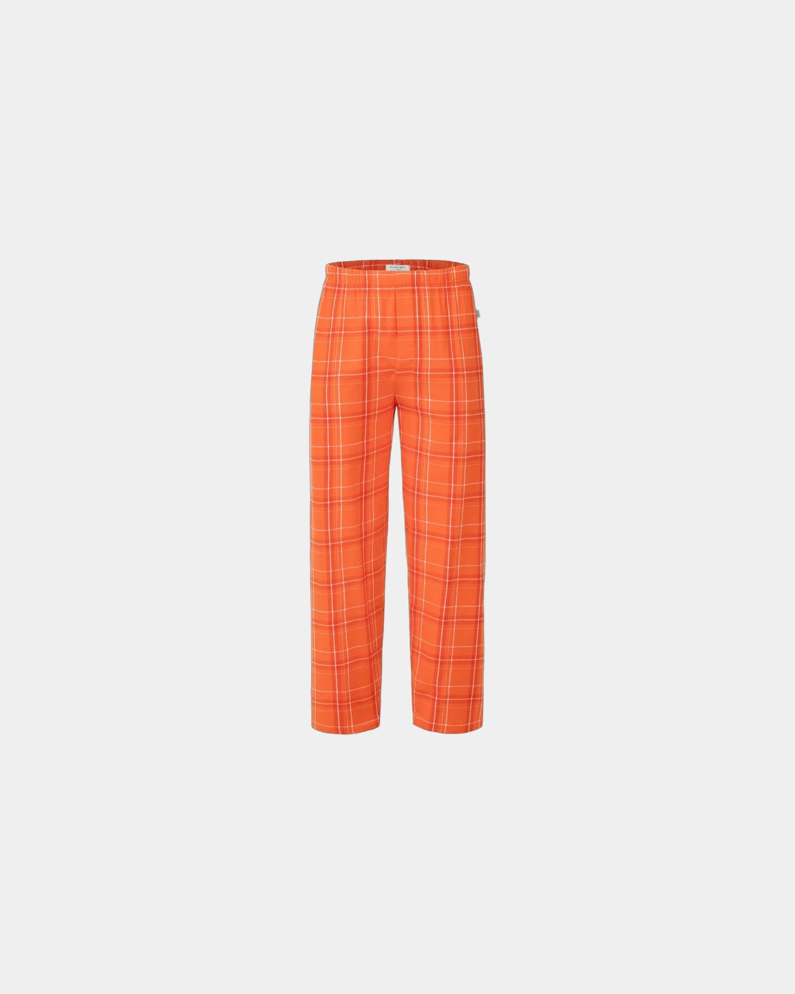 Custom cotton flannel pajama pants for men - Orange Carnegie Plaid