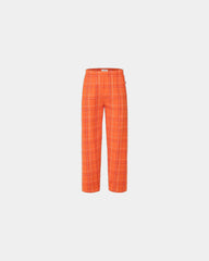 Custom cotton flannel pajama pants for men - Orange Carnegie Plaid