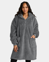 Custom plush poncho Port Authority fleece pullover - Smoke Grey
