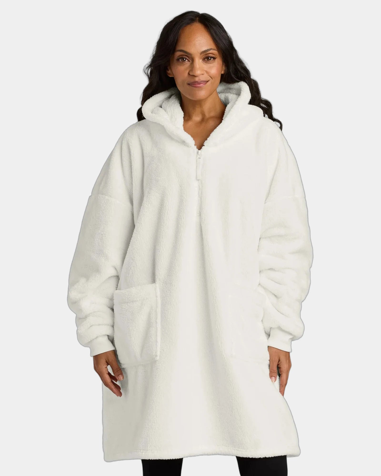 Custom plush poncho Port Authority fleece pullover - Marshmallow