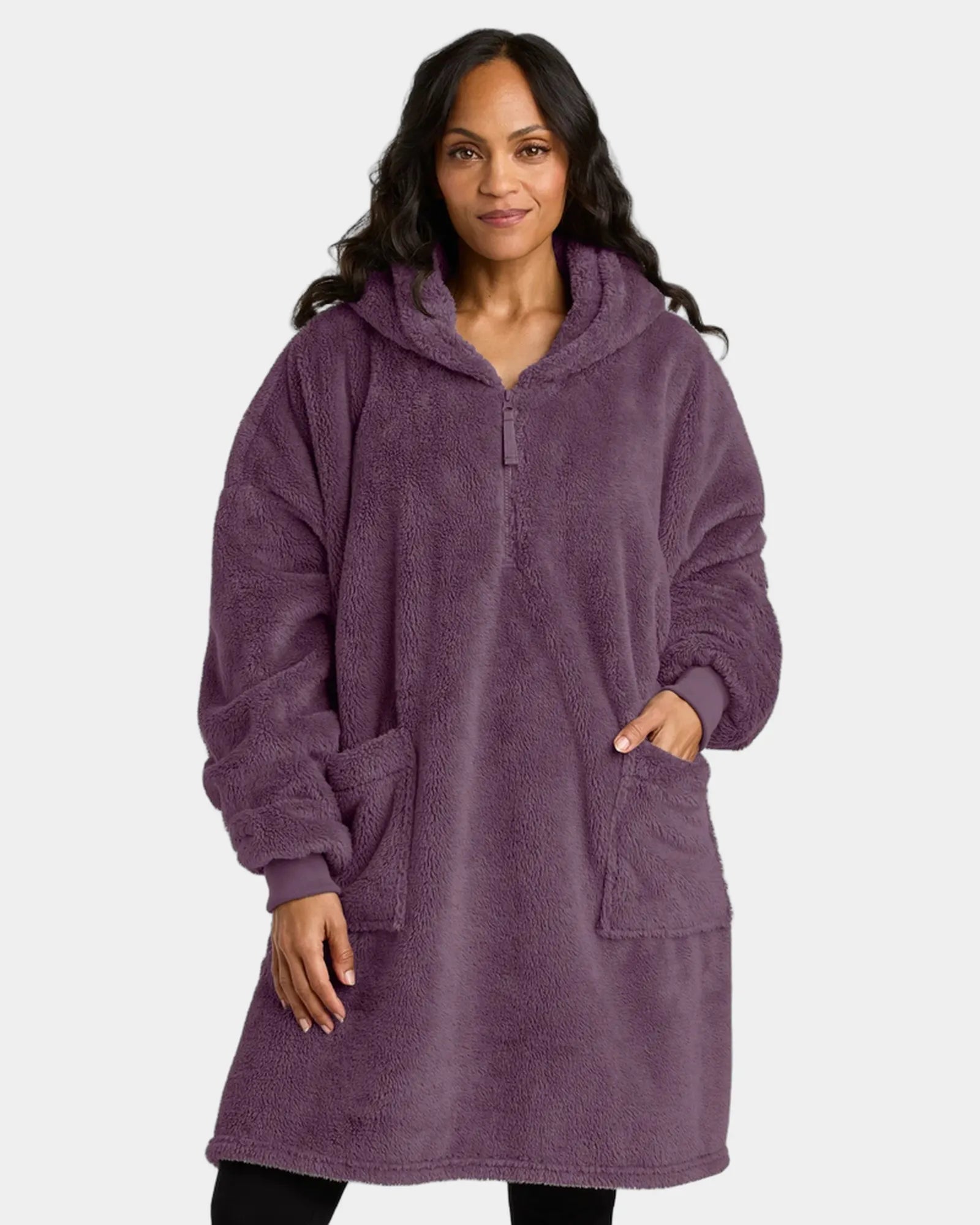 Custom plush poncho Port Authority fleece pullover - Deep Purple Mist