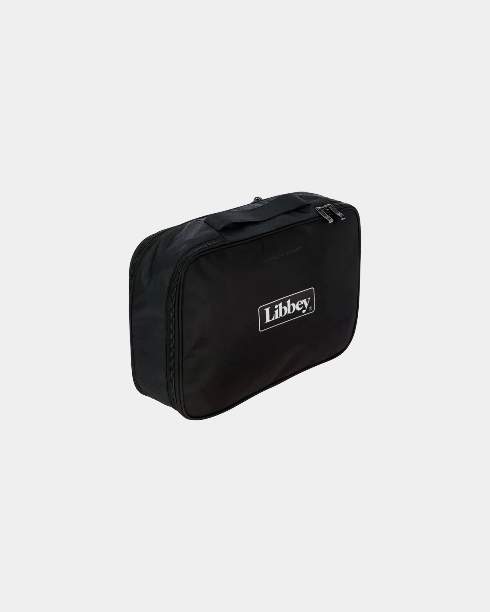 Custom nylon toiletry bag with carry handle, 12x8x5 - Black