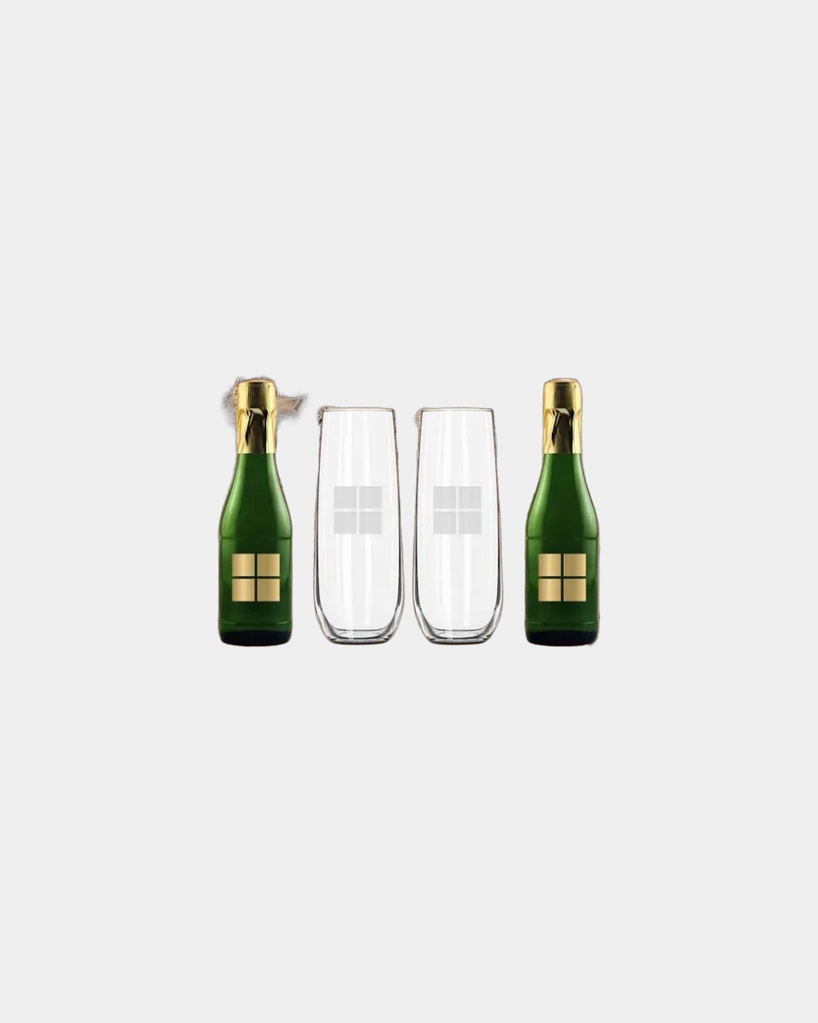 Custom engraved wood gift box with mini sparkling wines - Brown