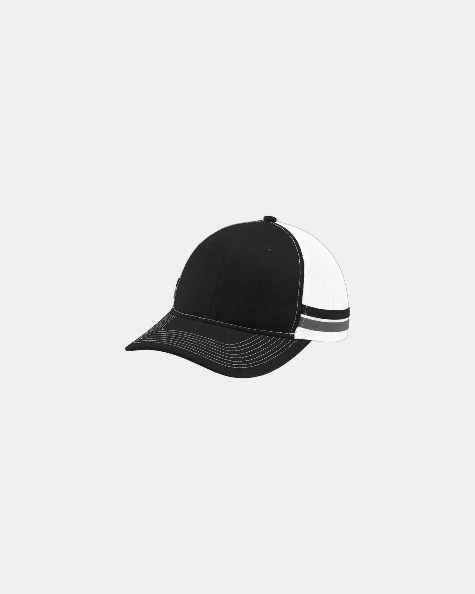 Custom cotton twill Port Authority snapback trucker cap - Black/ Grey Steel/ White
