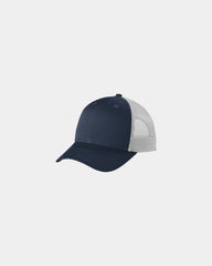 Custom low-profile Port Authority snapback trucker cap - Dress Blue Navy Heather/ Silver Mist