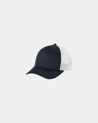 Custom low-profile Port Authority snapback trucker cap - Rich Navy/ White