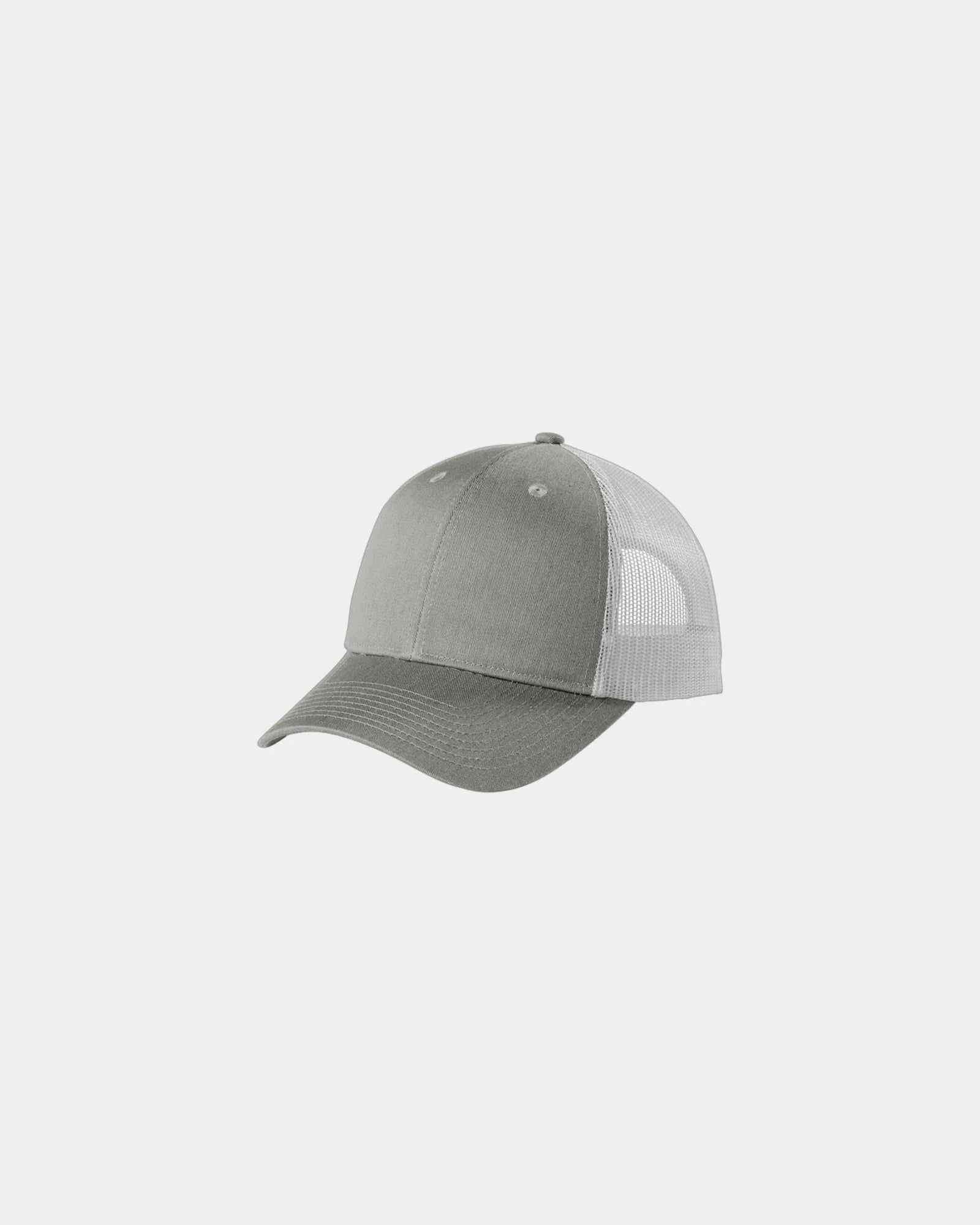 Custom low-profile Port Authority snapback trucker cap - Heather Grey/ White