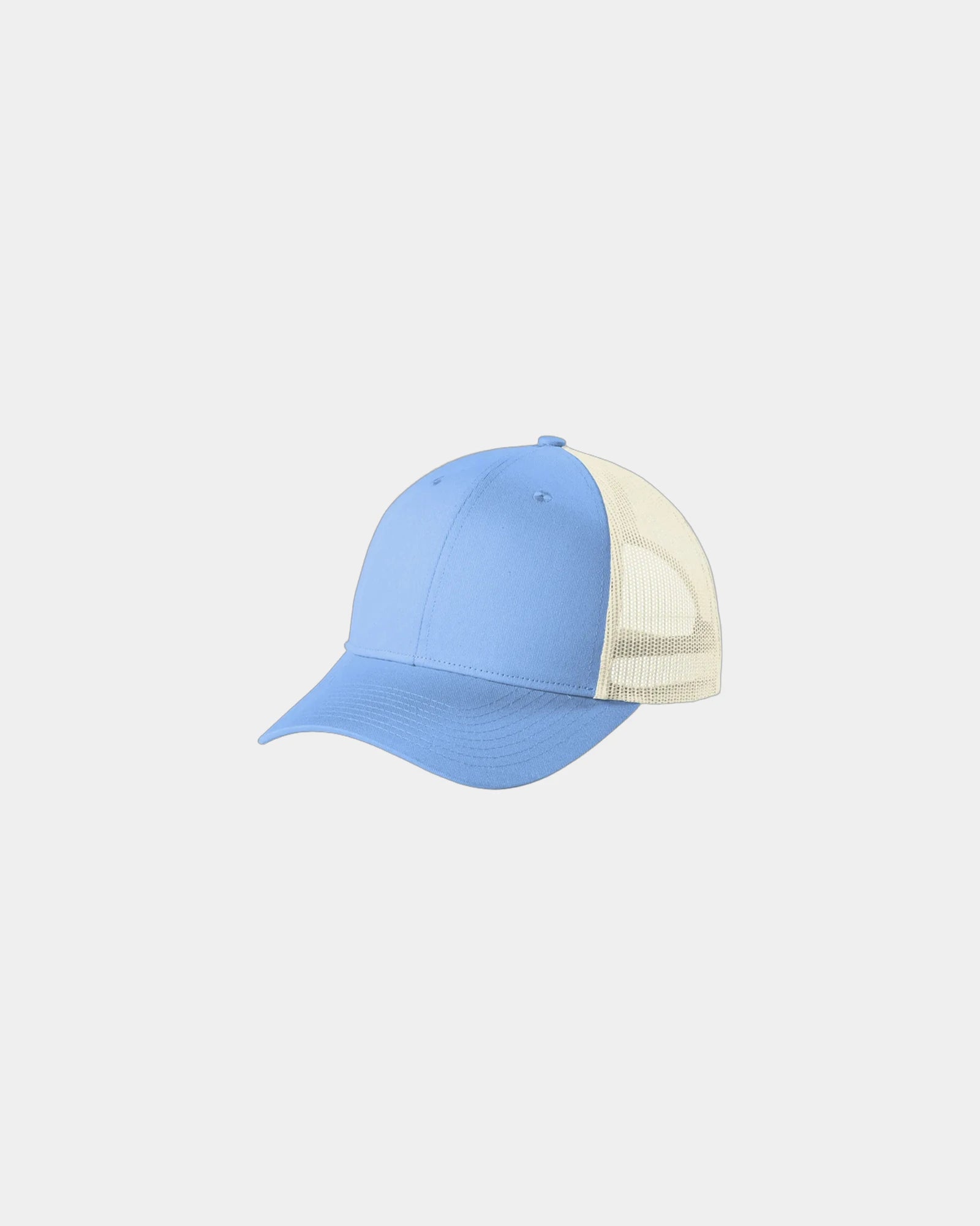Custom low-profile Port Authority snapback trucker cap - Carolina Blue/ Ecru