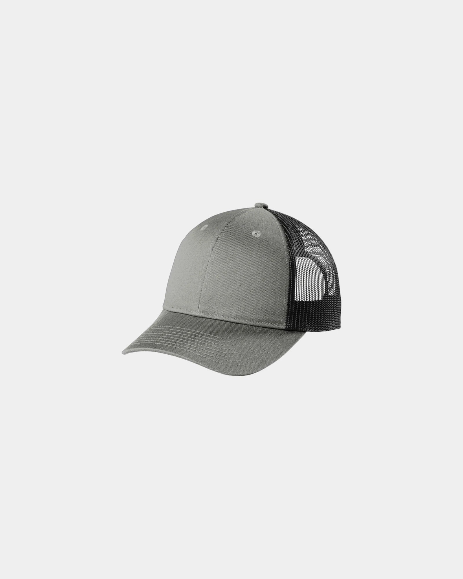 Custom low-profile Port Authority snapback trucker cap - Heather Grey/ Black