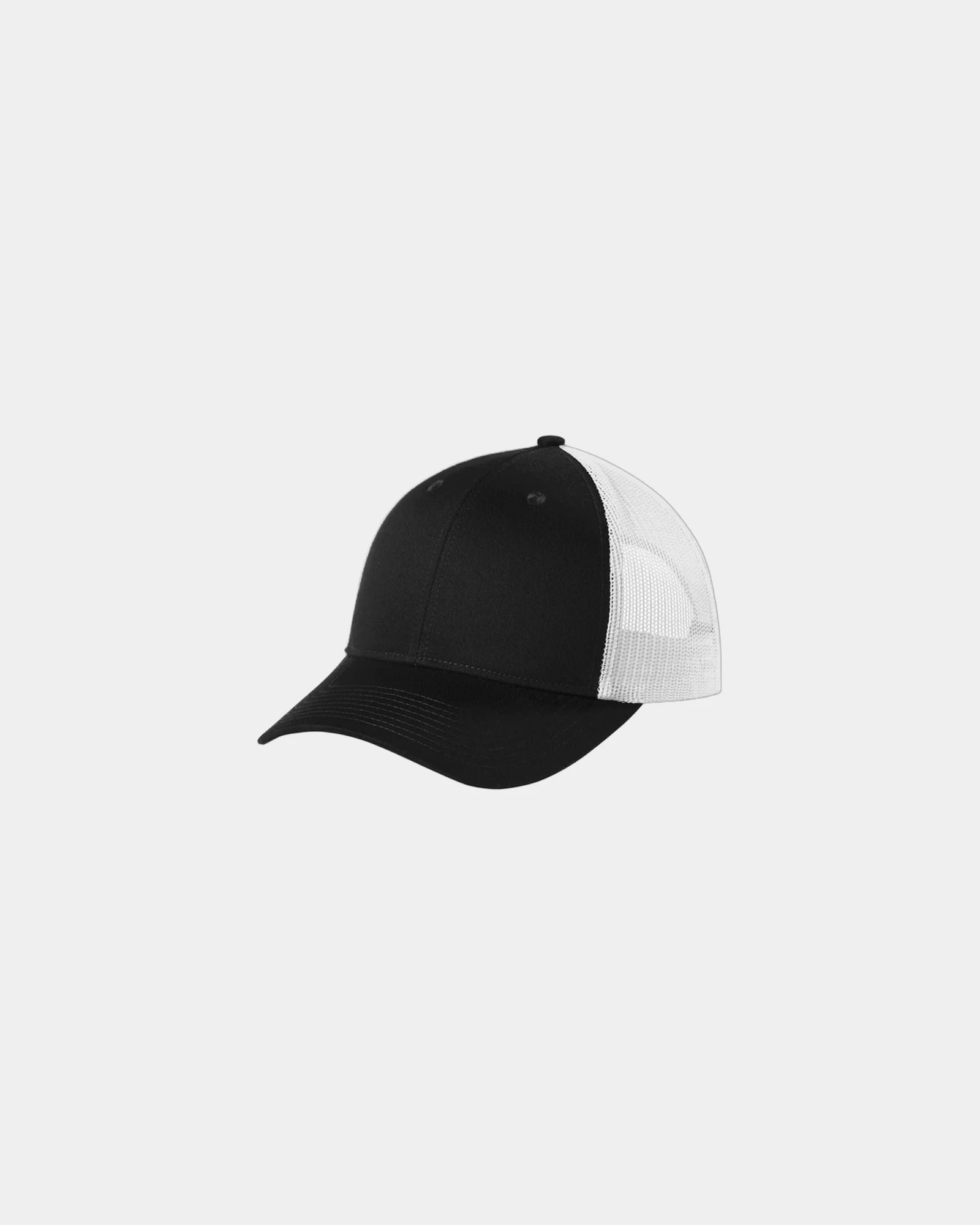 Custom low-profile Port Authority snapback trucker cap - Black/ White