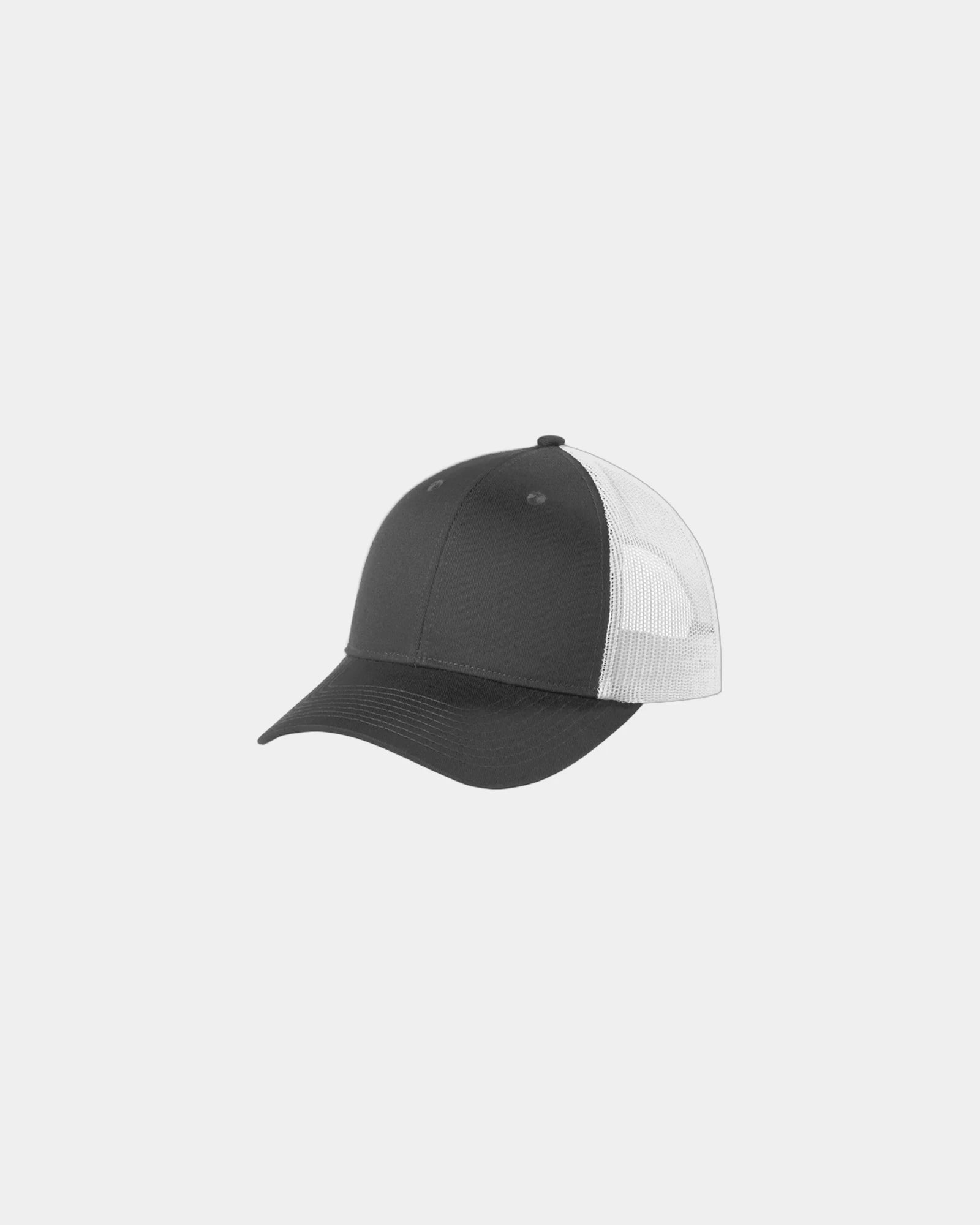 Custom low-profile Port Authority snapback trucker cap - Grey Steel/ White