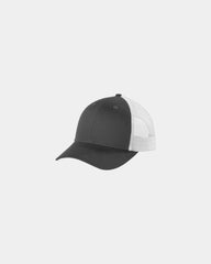 Custom low-profile Port Authority snapback trucker cap - Grey Steel/ White