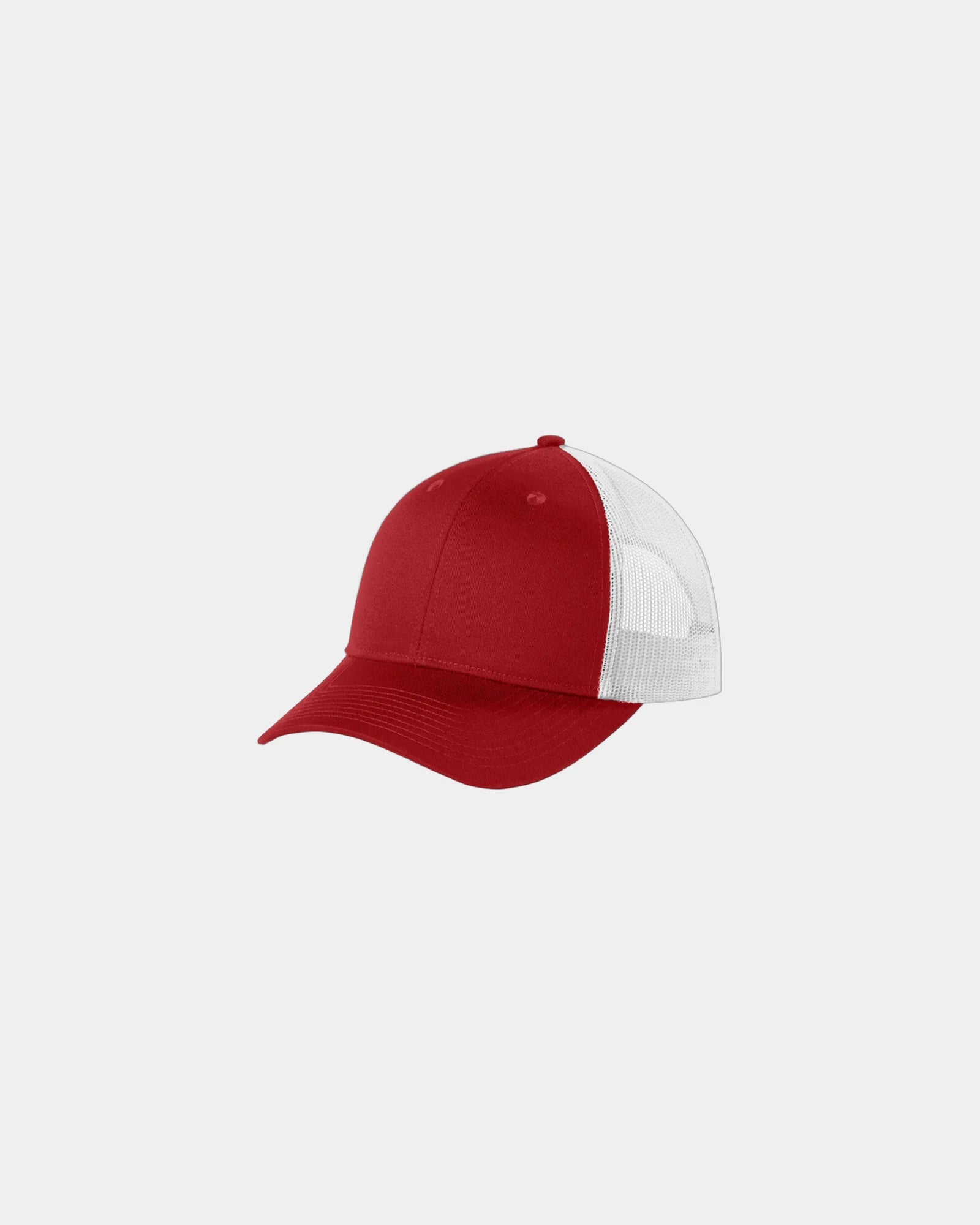 Custom low-profile Port Authority snapback trucker cap - Flame Red/ White