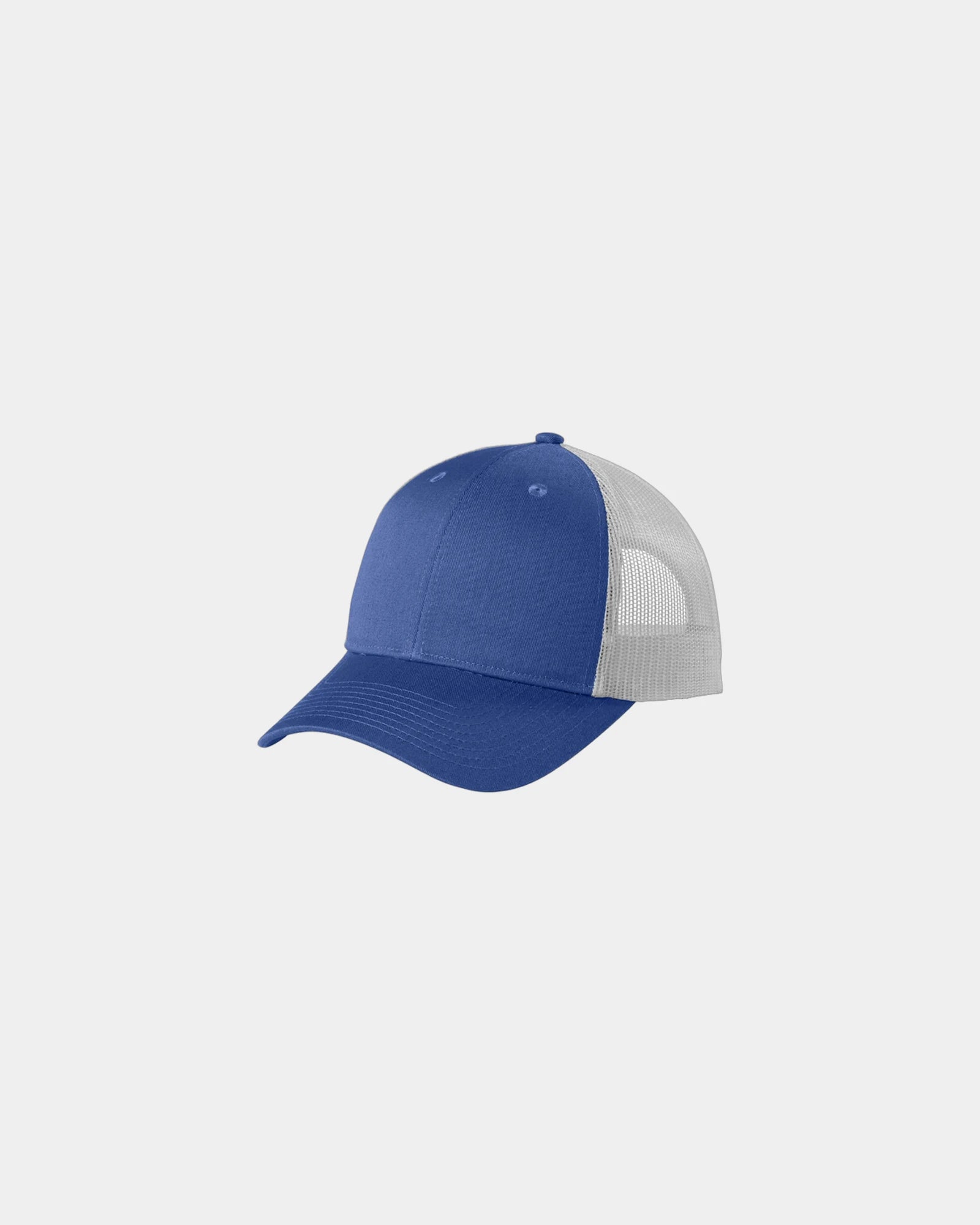 Custom low-profile Port Authority snapback trucker cap - True Blue Heather/ Silver Mist