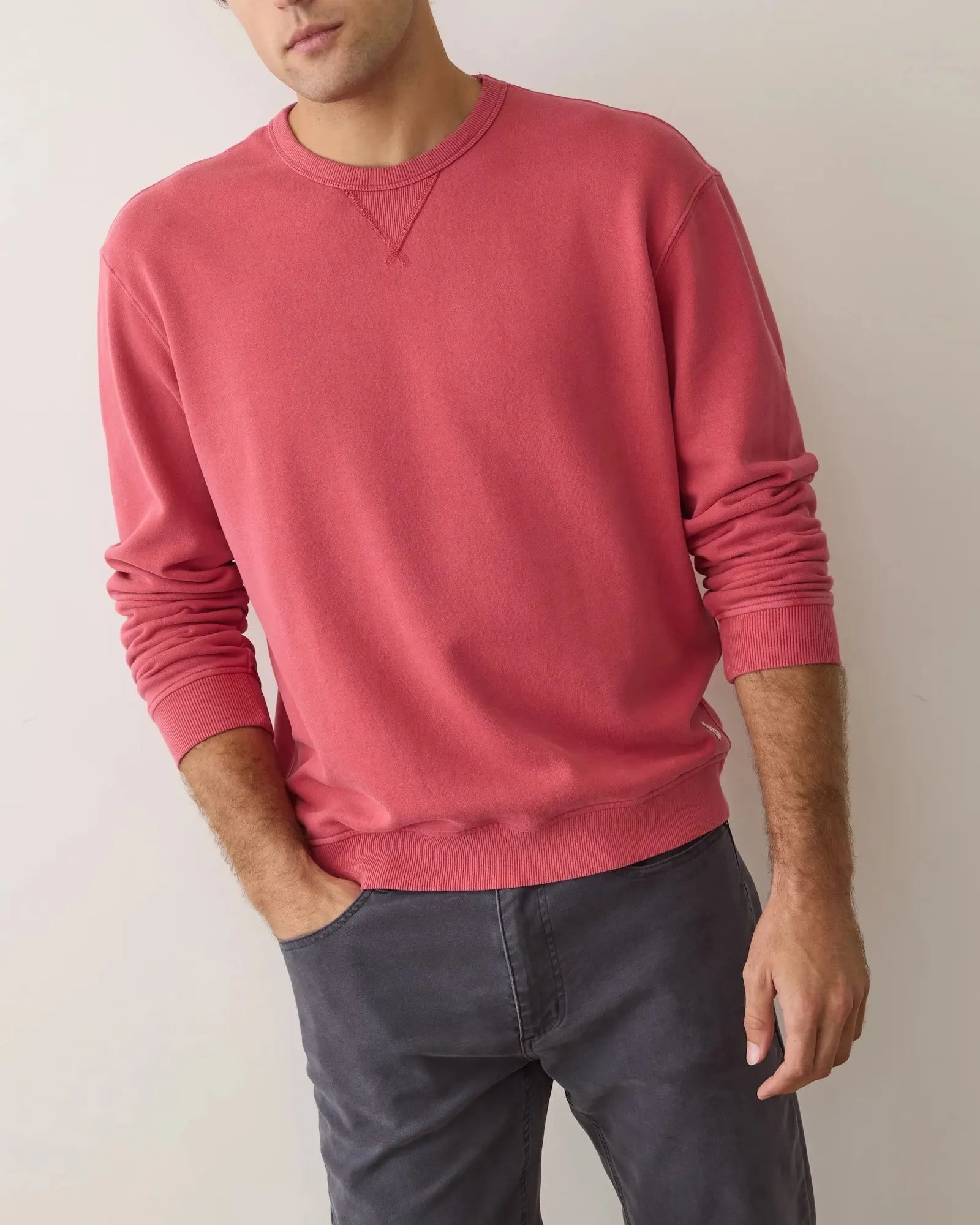 Custom Marine Layer men's Cloud 9 fleece crewneck - Baked Apple