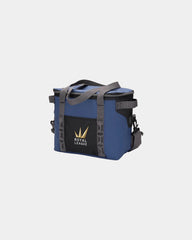 Custom waterproof 12-can hinge cooler with shoulder strap - Navy Blue