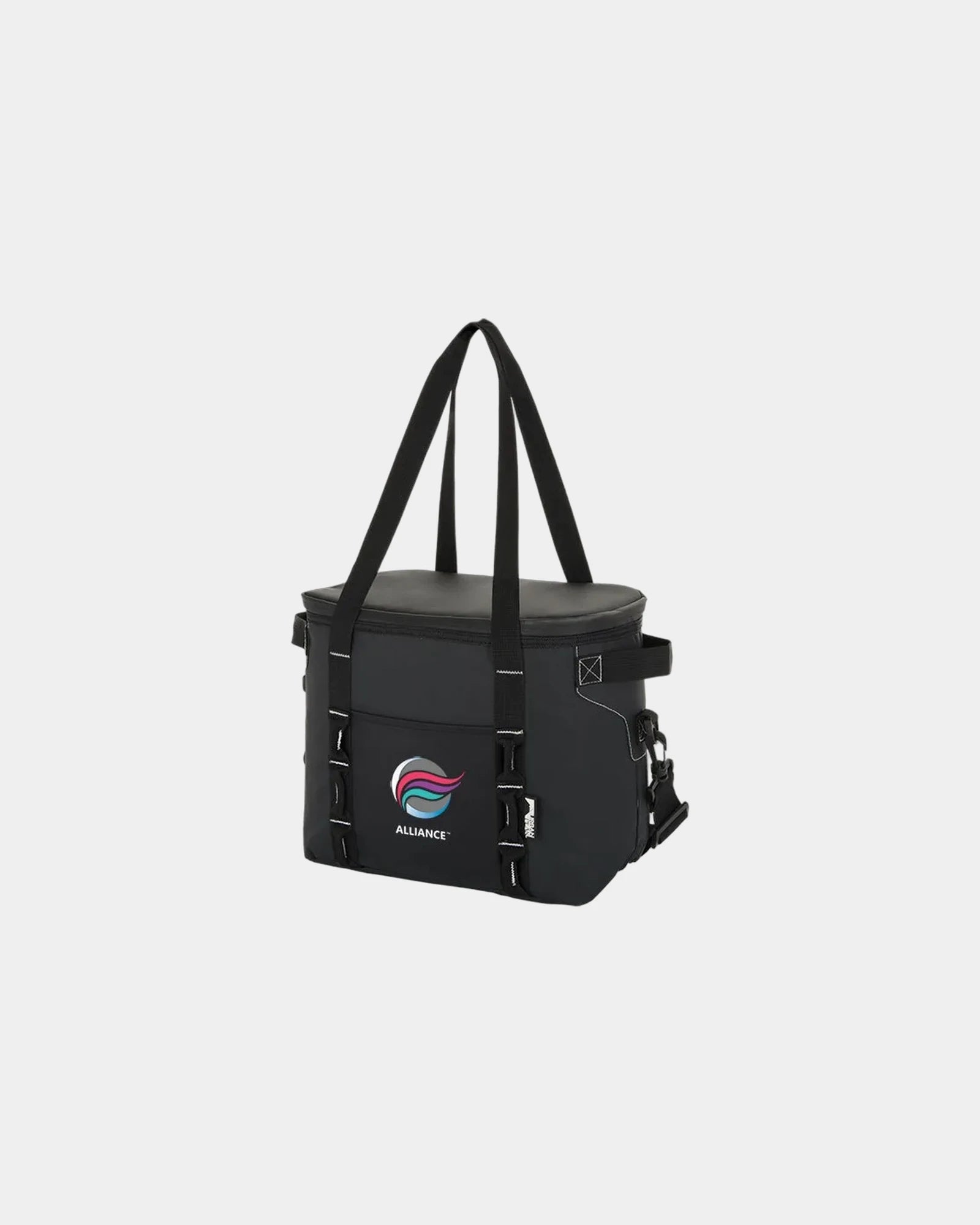 Custom waterproof 12-can hinge cooler with shoulder strap - Black
