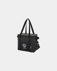 Custom waterproof 12-can hinge cooler with shoulder strap - Black