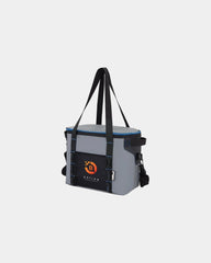 Custom waterproof 12-can hinge cooler with shoulder strap - Gray