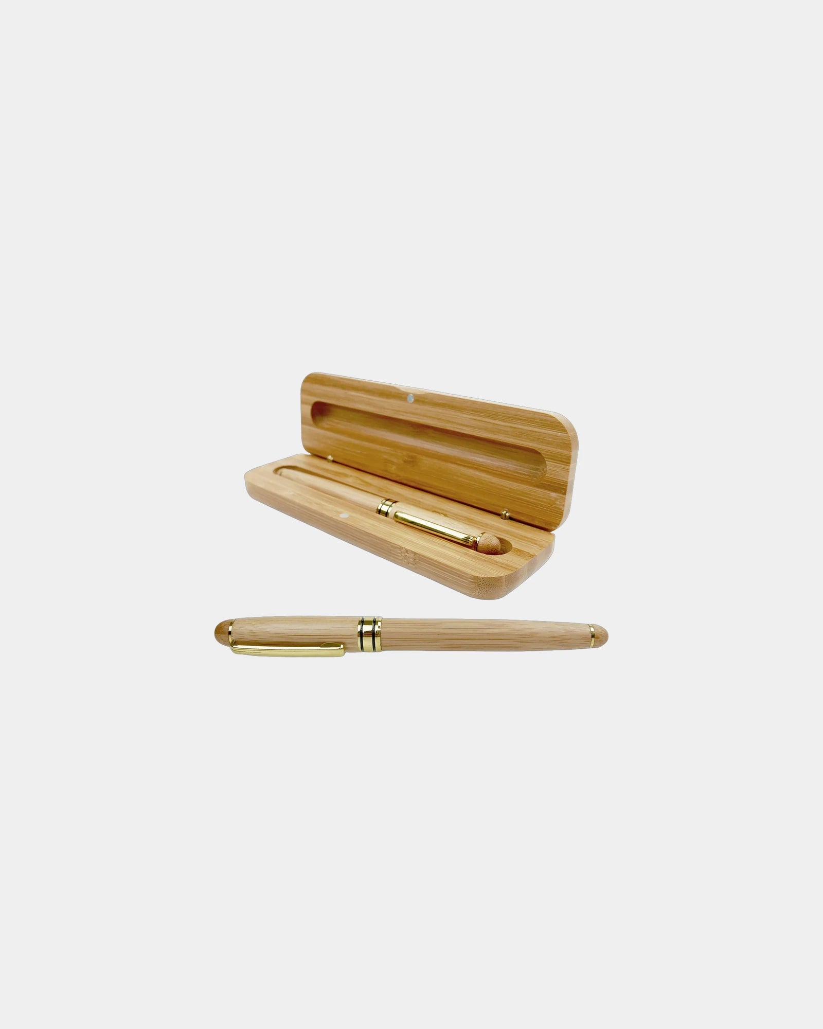 Custom bamboo pen and case set with laser engraving - Wood