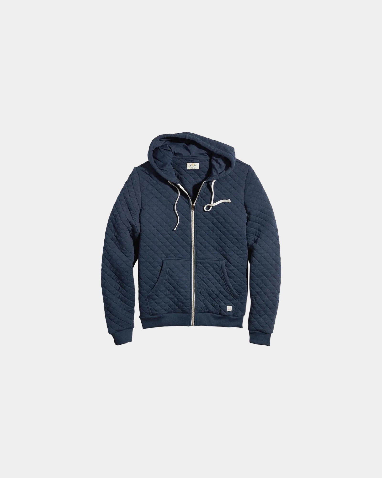 Custom quilted full-zip hoodie for men's teams - Navy Heather