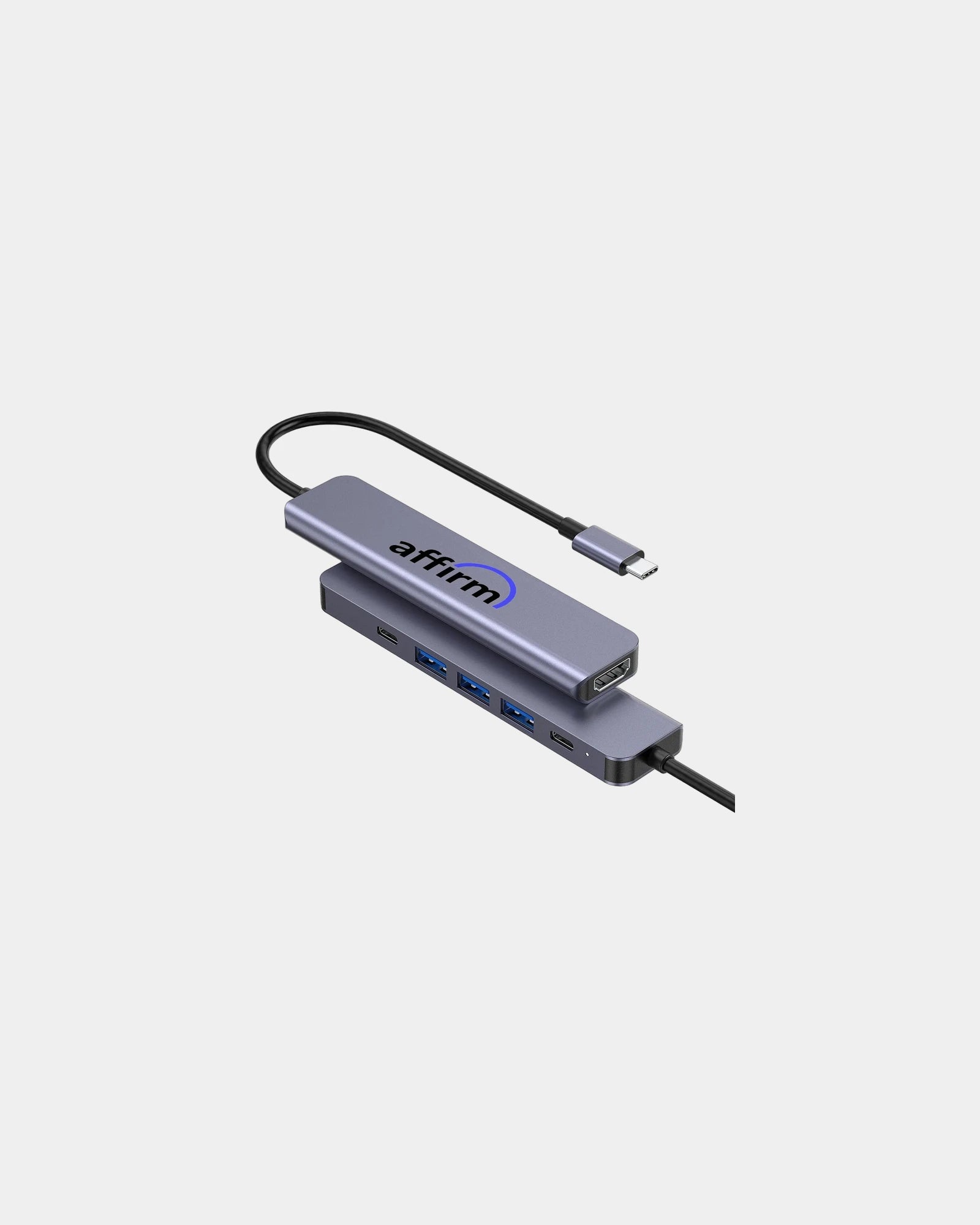 Custom aluminum USB-C 6-in-1 multiport hub 100W PD - Silver