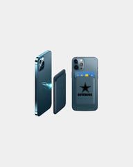 Custom PU leather magnetic phone wallet card holder - Navy Blue