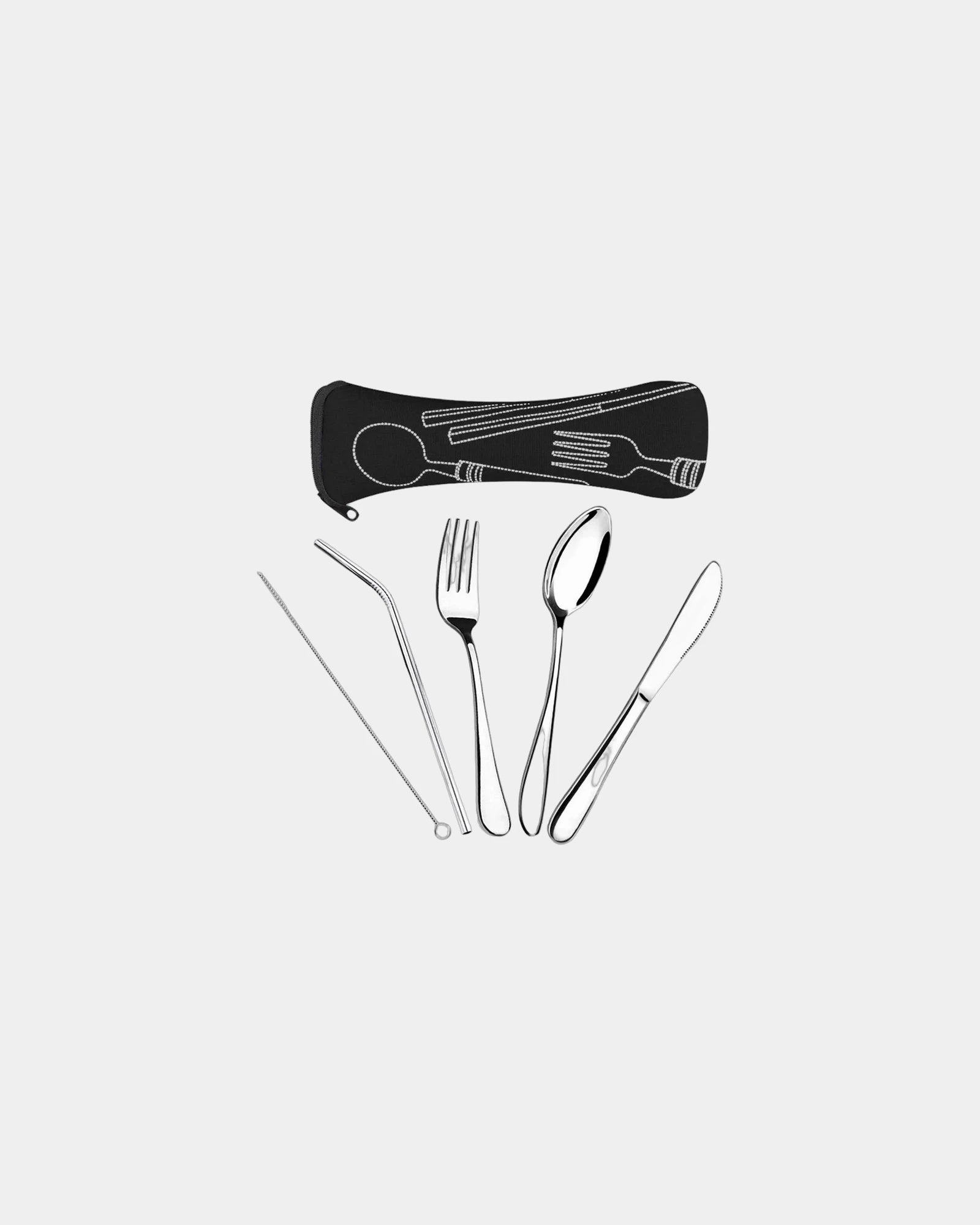 Custom stainless steel 5-piece flatware set - Black
