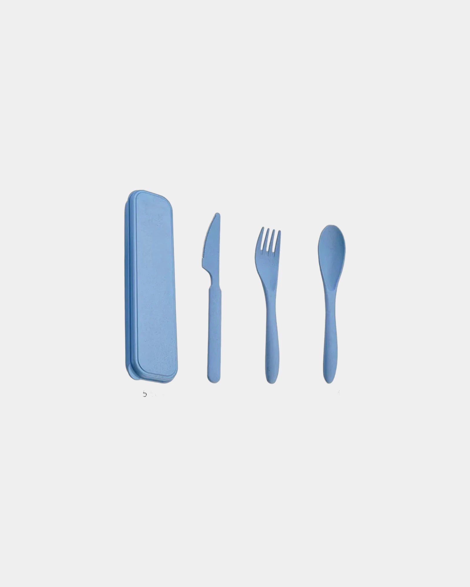 Custom wheat straw cutlery set with travel case - Blue