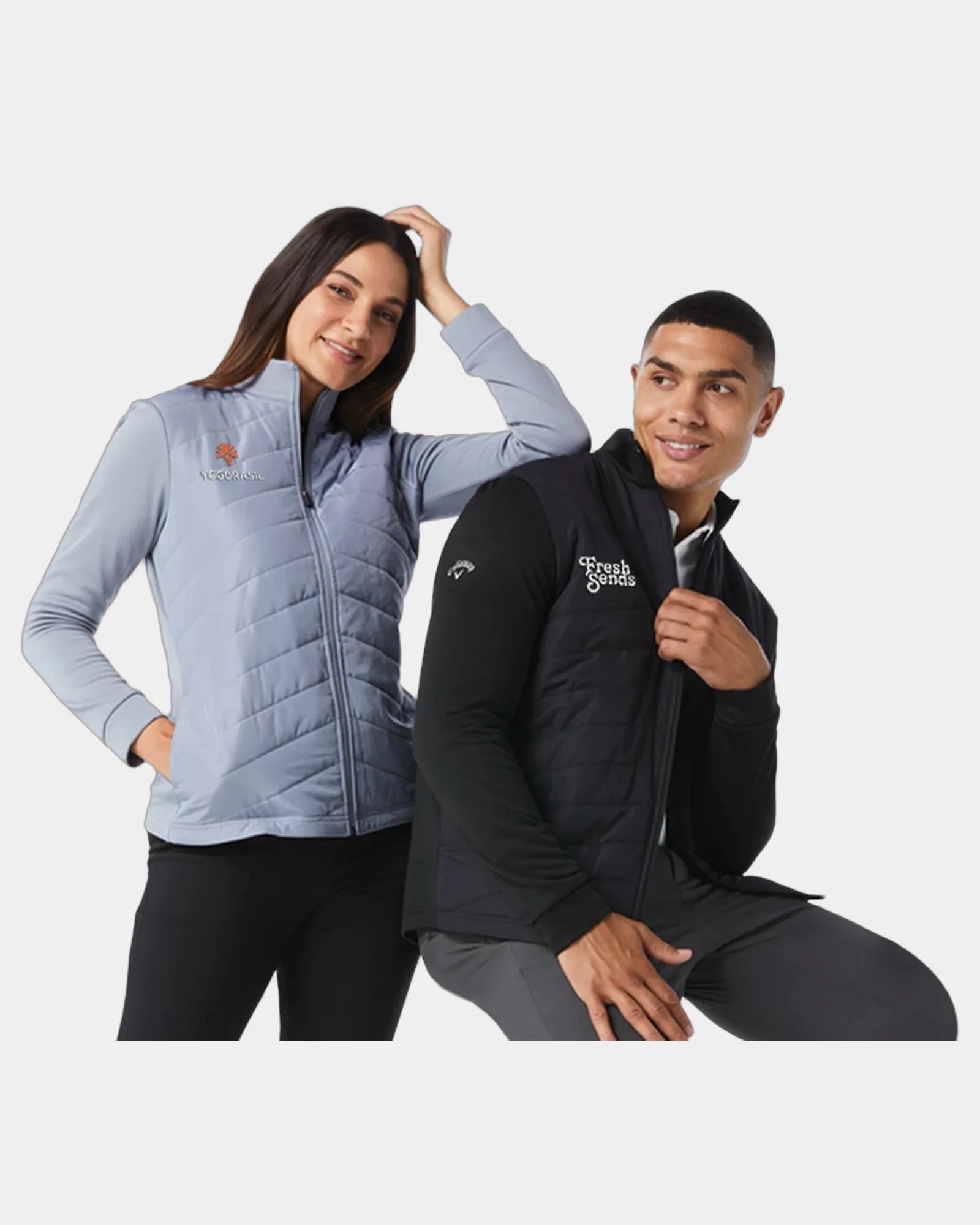 Custom quilted puffer jacket Callaway men's long sleeve - Black