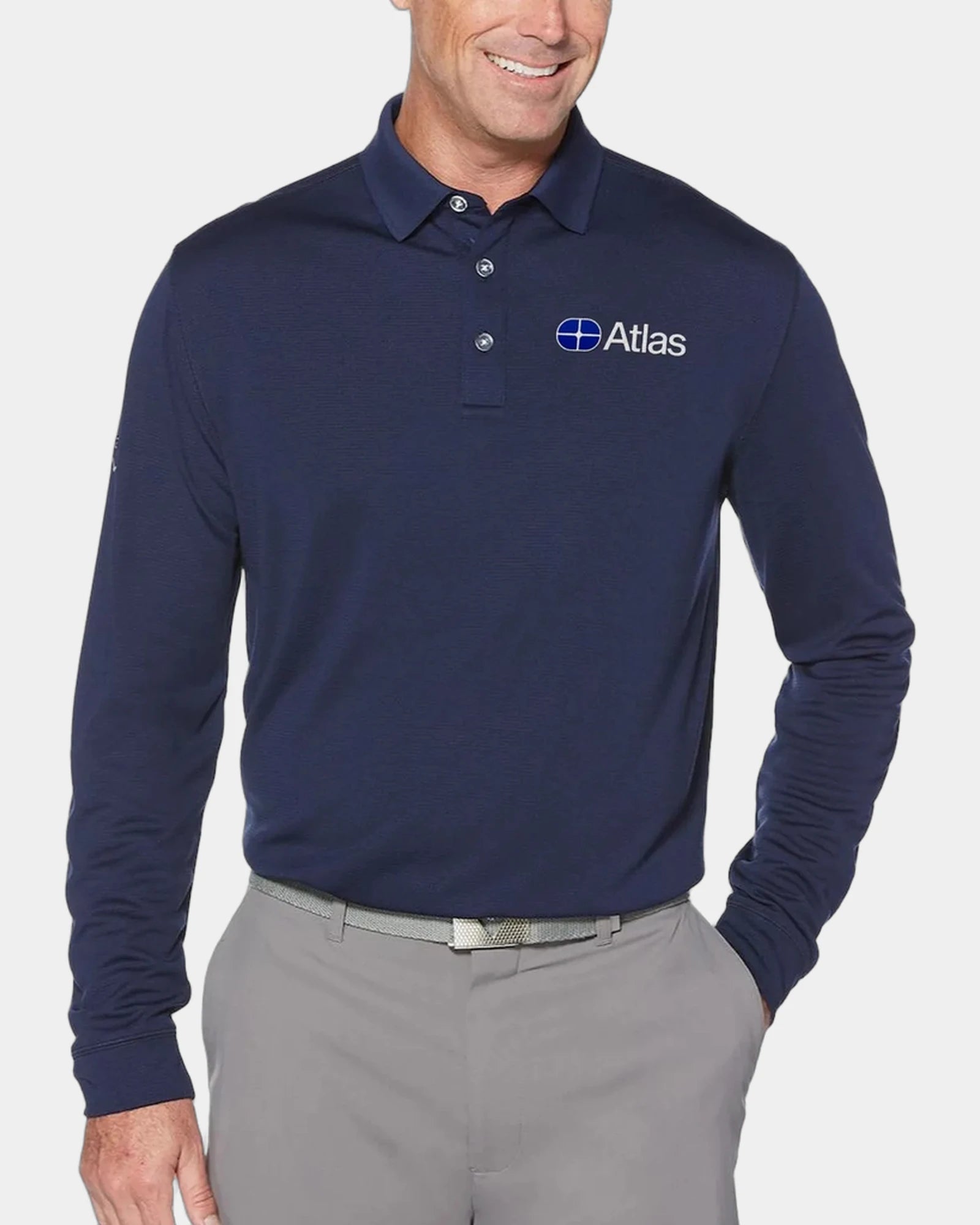 Custom moisture-wicking Callaway men's long sleeve polo - Peacoat