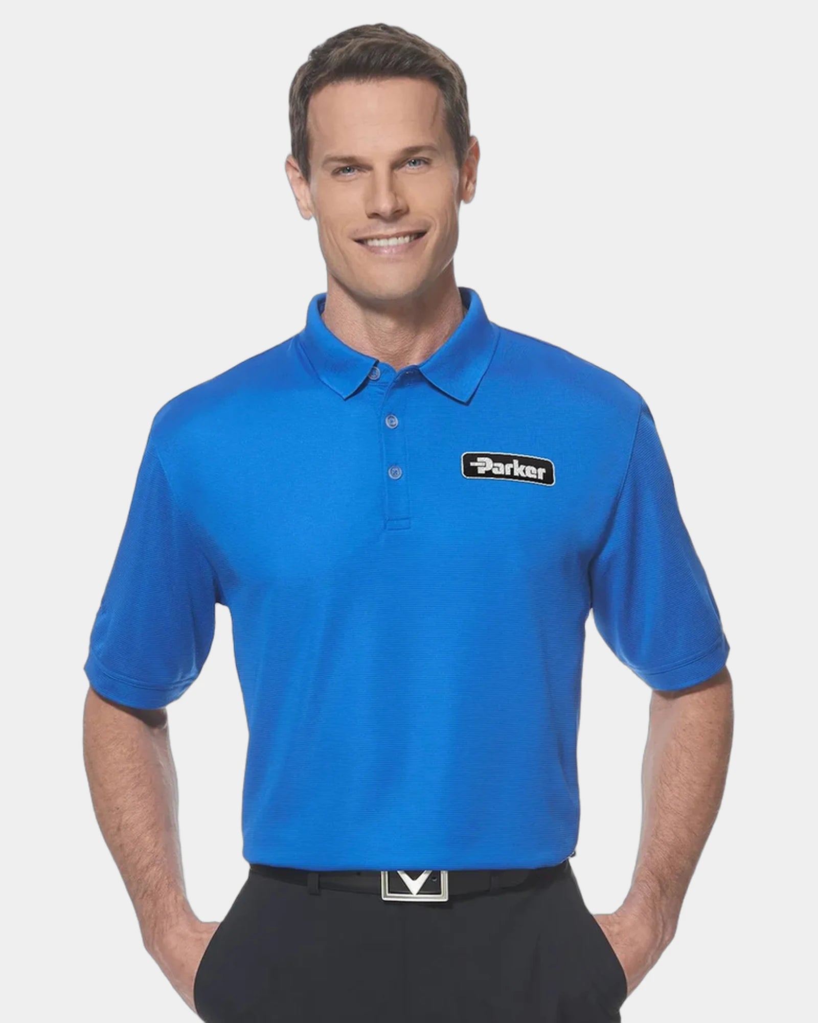 Custom moisture-wicking Callaway Ottoman men's polo shirt - Medium Blue