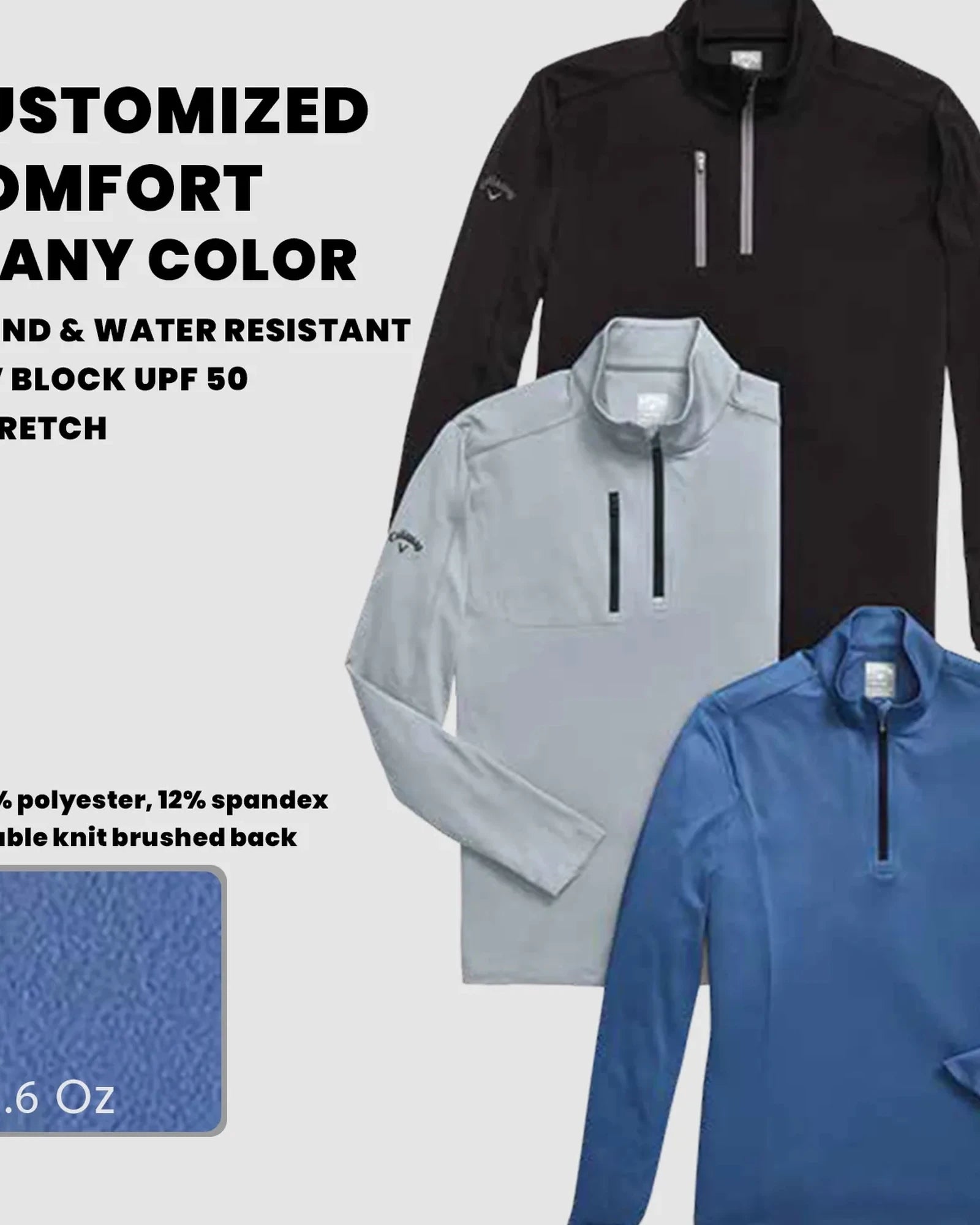 Custom wind-resistant Callaway men's quarter-zip pullover - 2