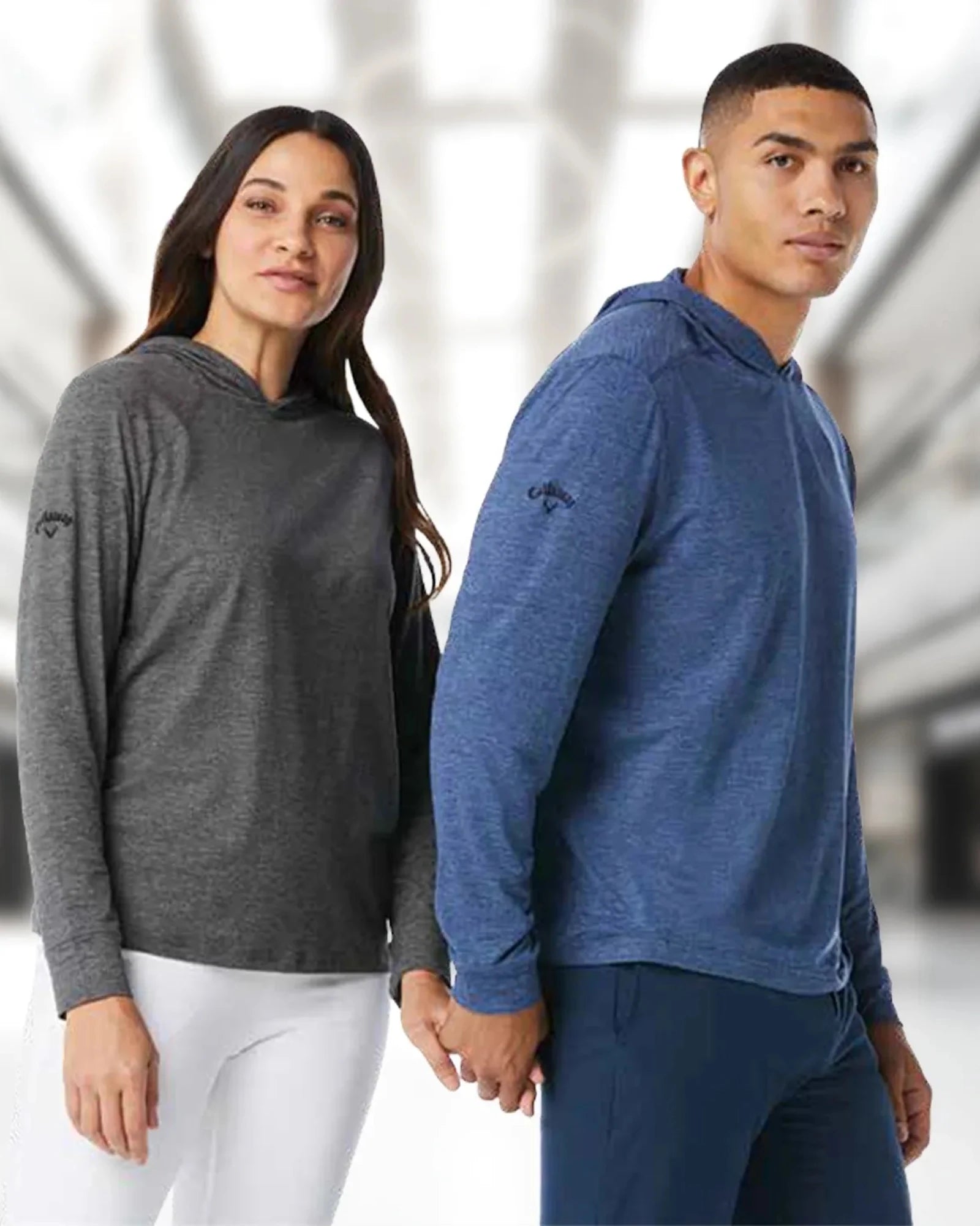 Custom men's quarter-zip hoodie Callaway Soft Touch - Peacoat Heather