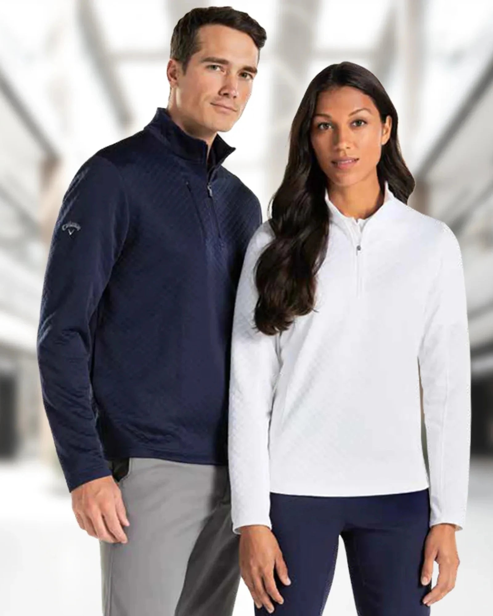 Custom quilted fleece Callaway women's 1/4-zip pullover - White