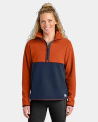 Custom recycled fleece women's half-zip pullover - Canyon/ Maritime