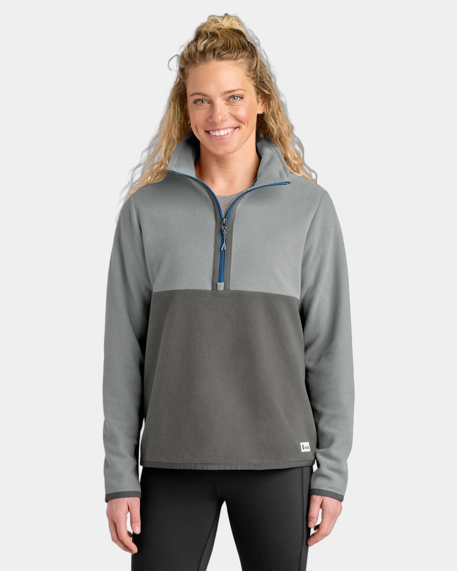 Custom recycled fleece women's half-zip pullover - Smoke/ Cinder