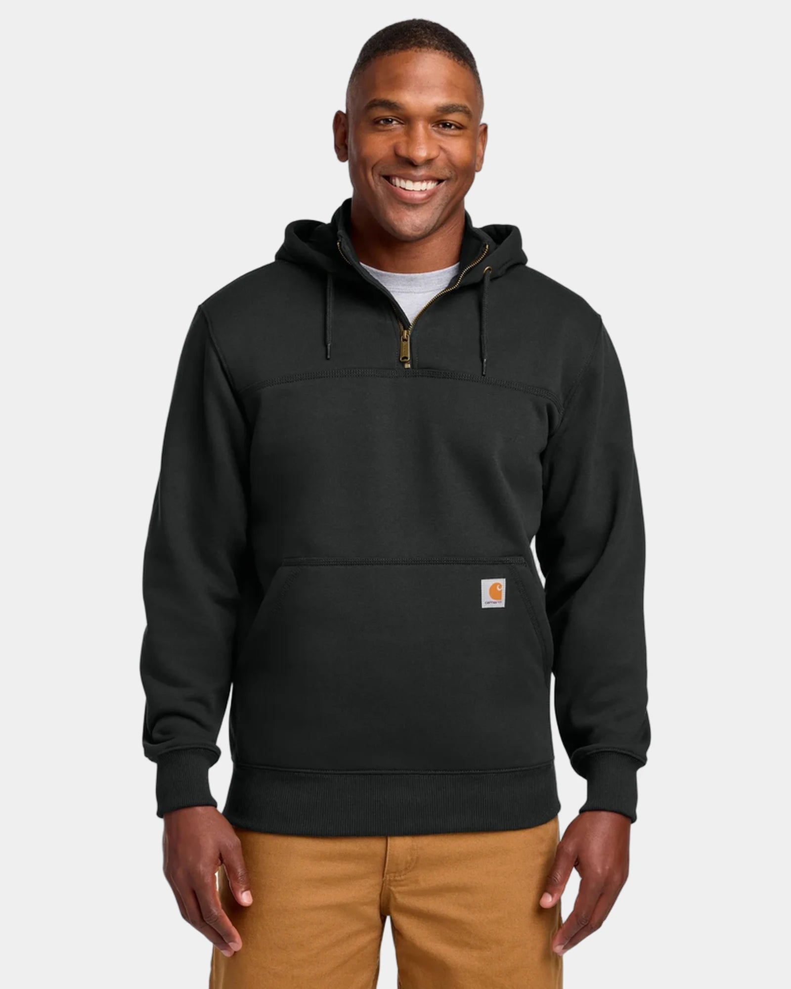 Custom Carhartt Paxton Hooded Zip Mock Sweatshirt - Black