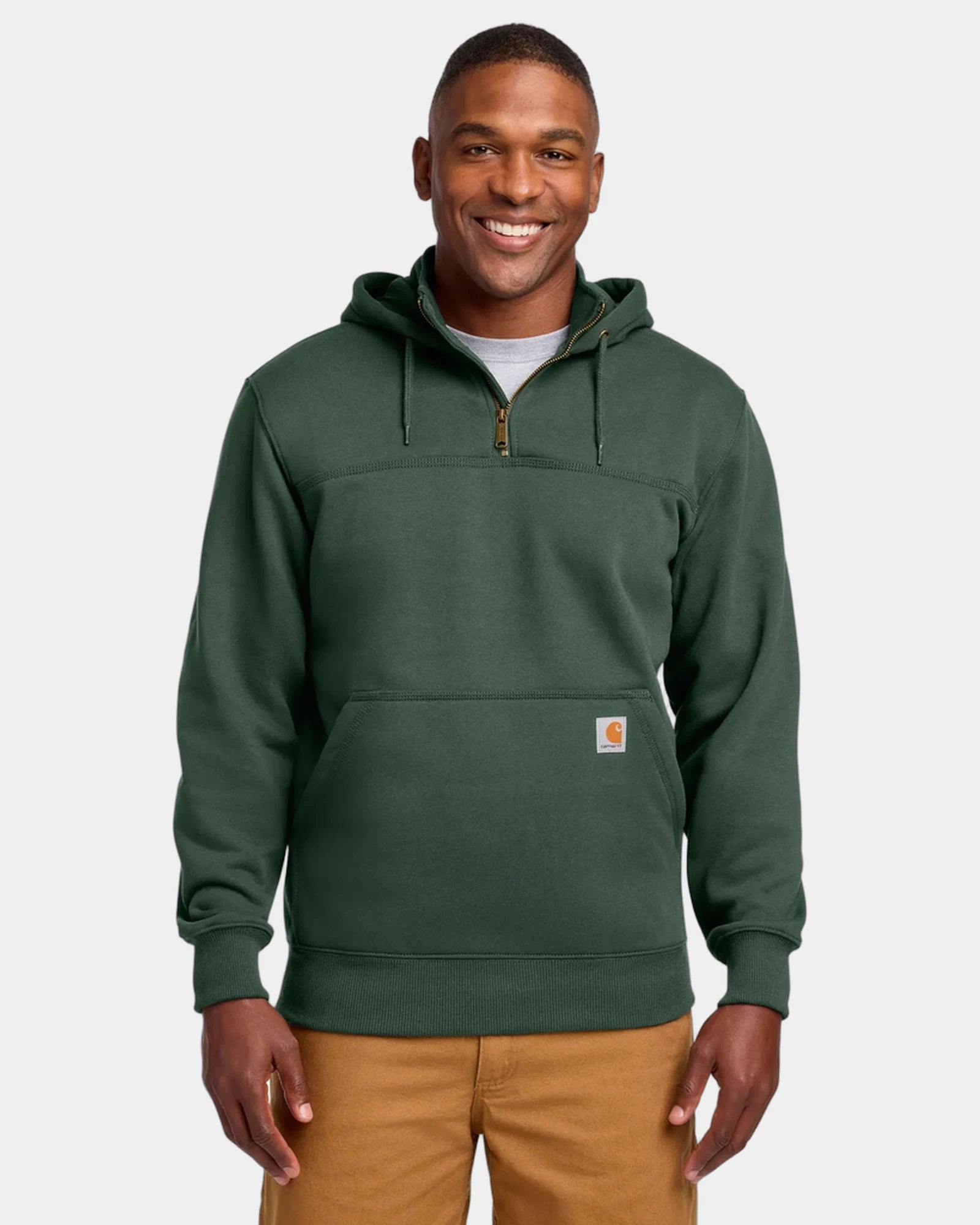 Custom Carhartt Paxton Hooded Zip Mock Sweatshirt - Forestry Green