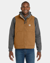 Custom sherpa-lined duck vest Carhartt mock neck - Carhartt Brown