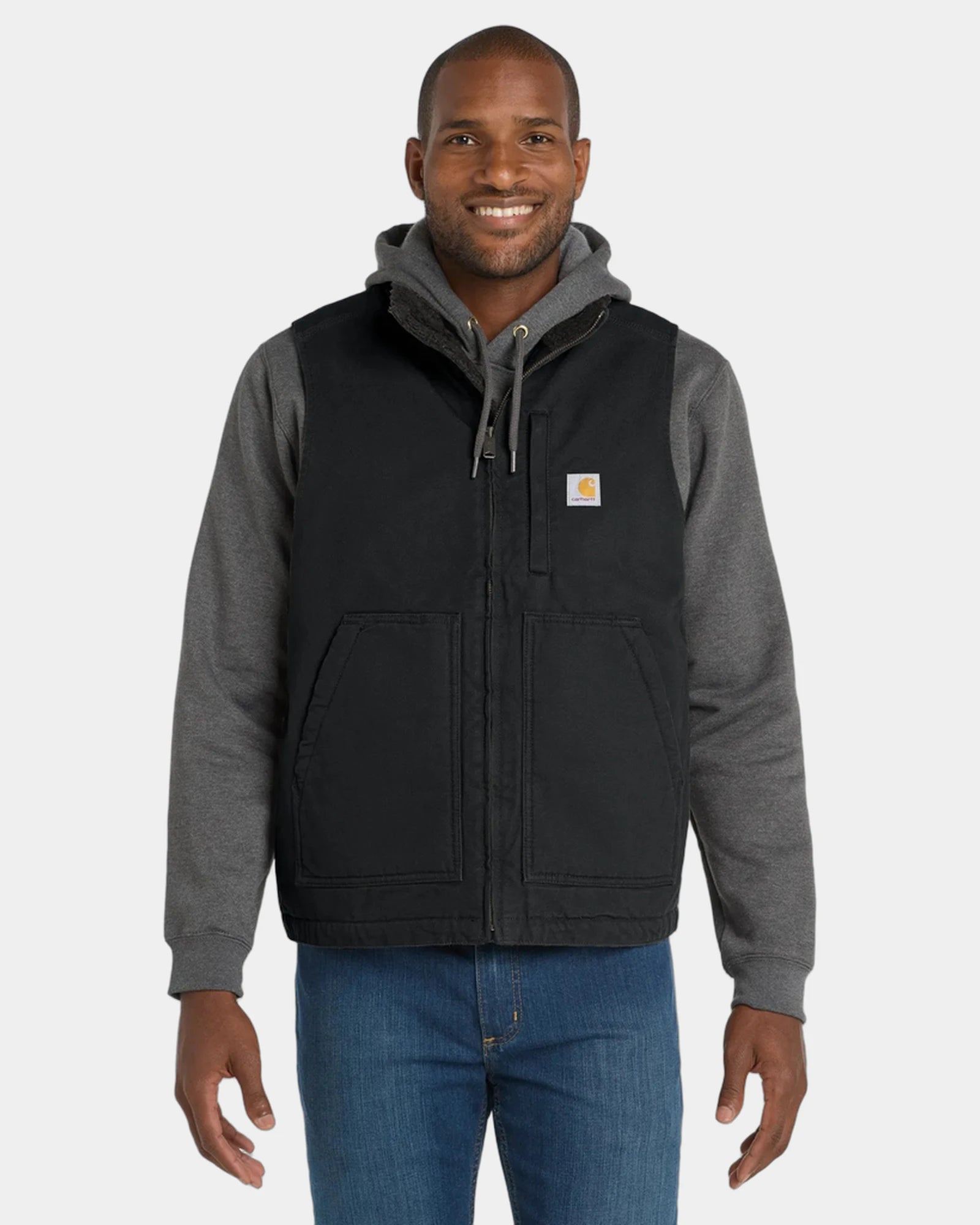 Custom sherpa-lined duck vest Carhartt mock neck - Black