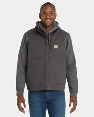 Custom sherpa-lined duck vest Carhartt mock neck - Gravel