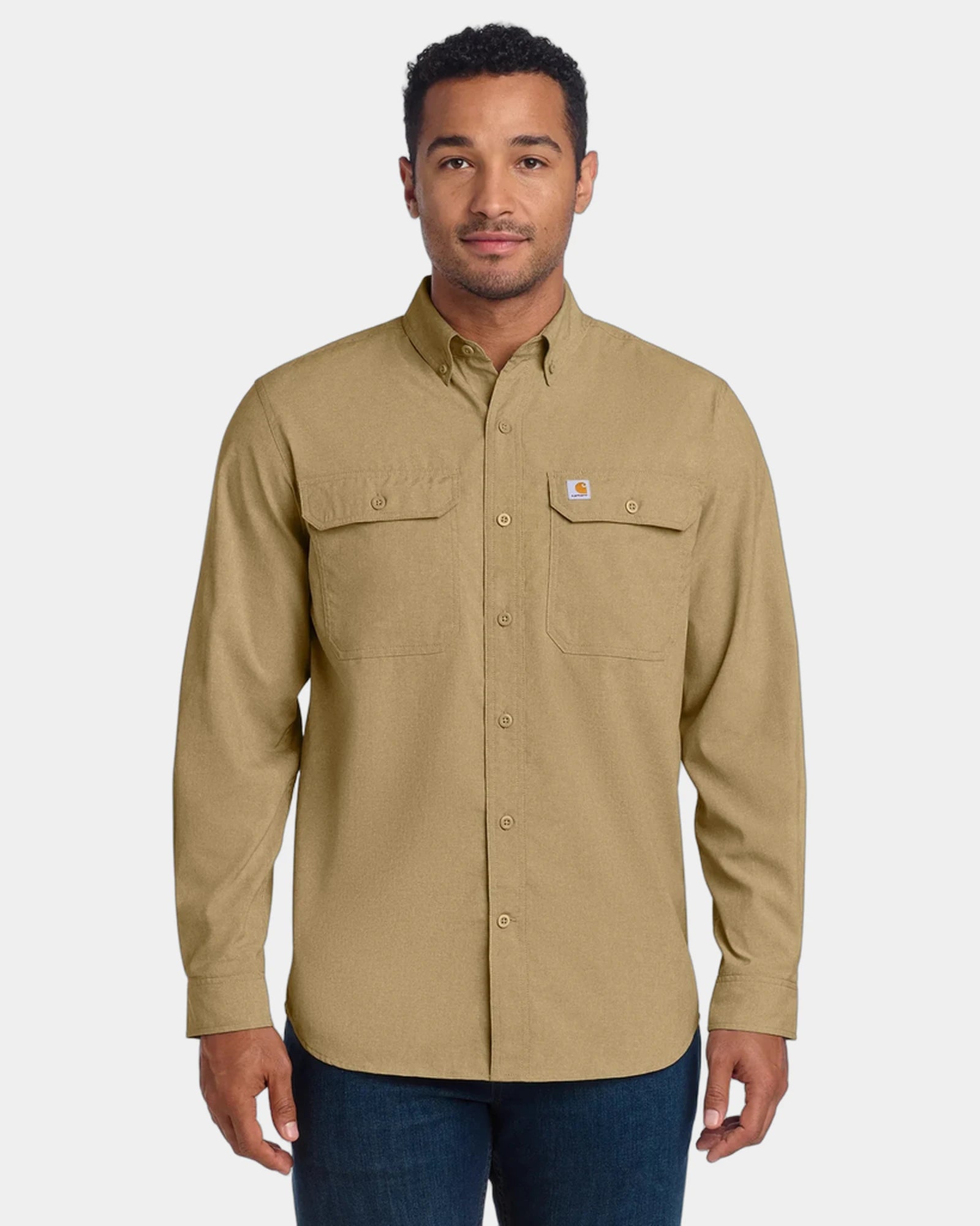 Custom UPF 50+ Carhartt Force long sleeve shirt - Dark Khaki