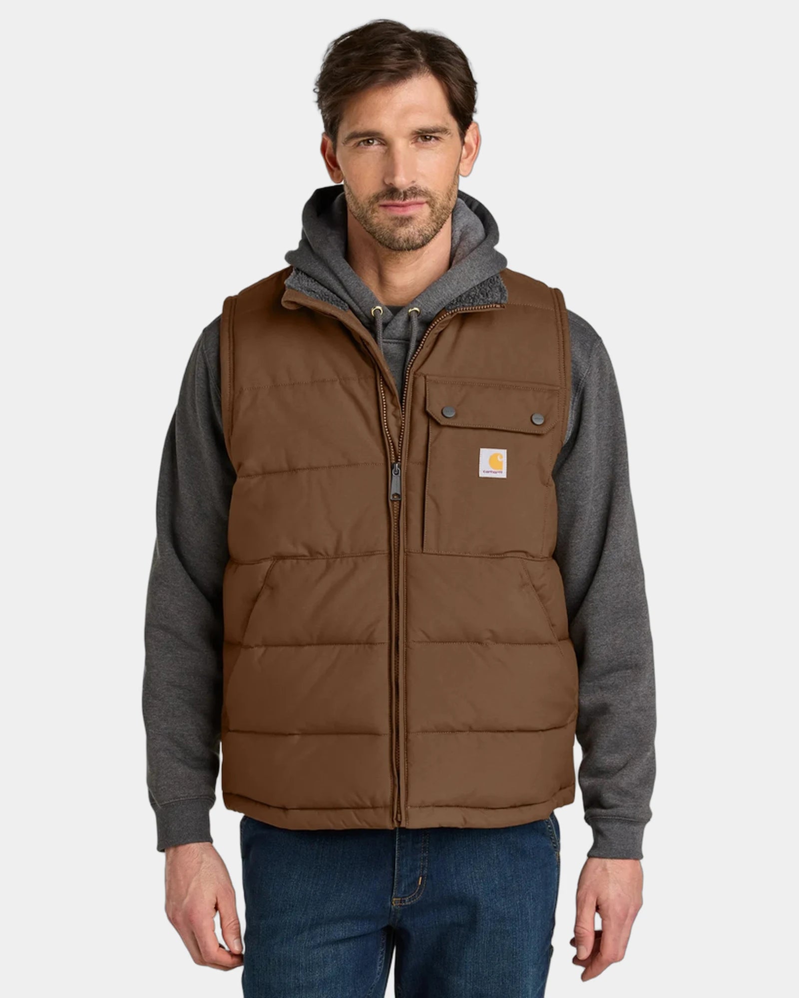 Custom insulated vest Carhartt Montana for teams - Red Duck Brown