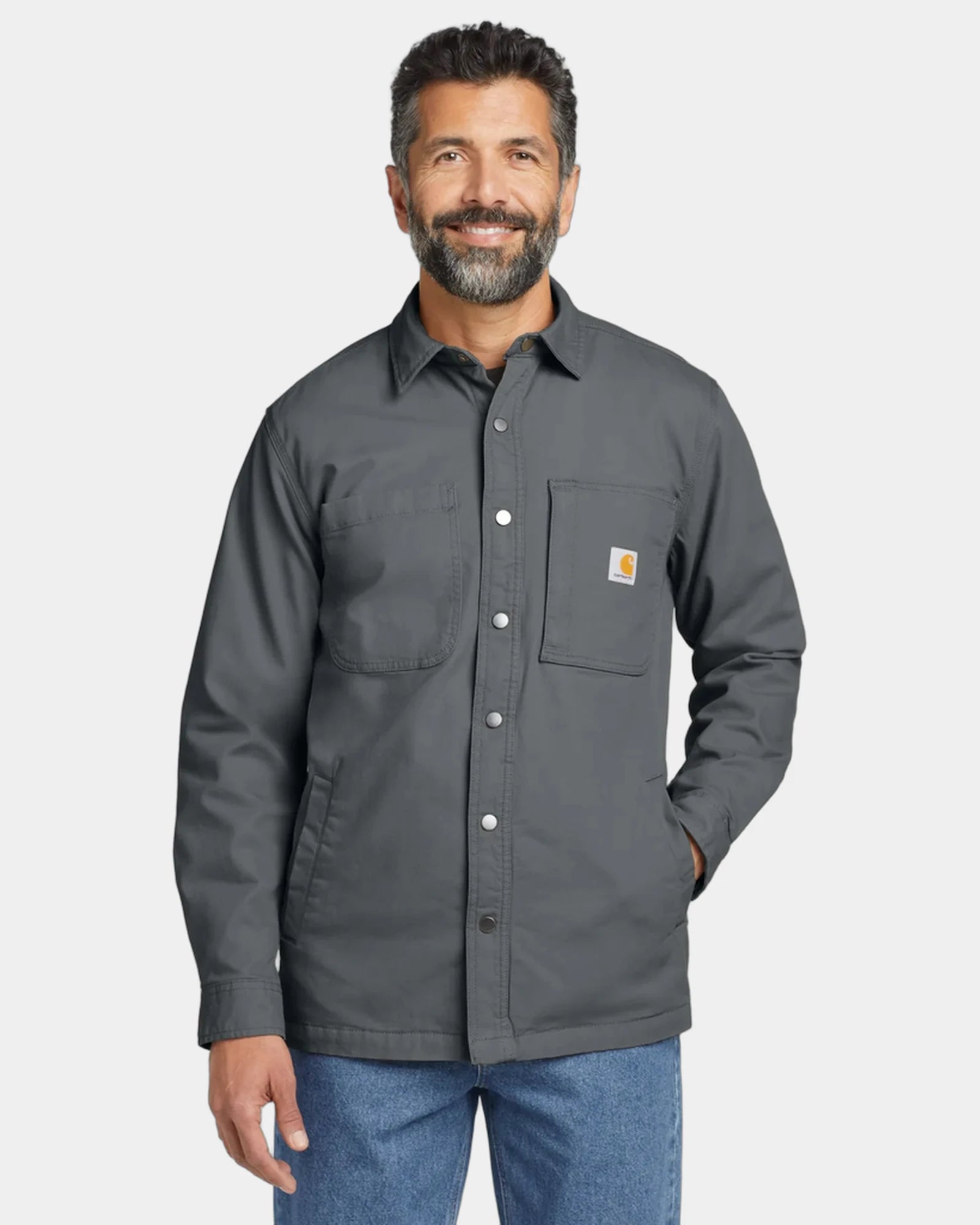 Custom fleece-lined shirt jac Carhartt Rugged Flex - Shadow Grey