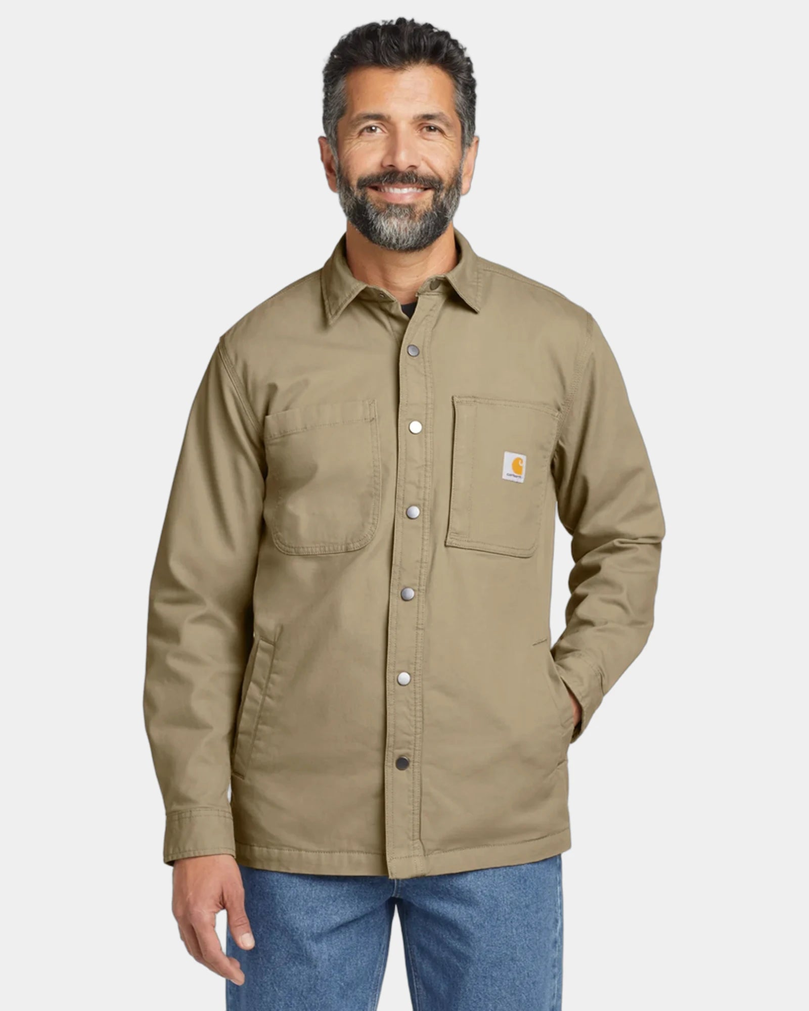 Custom fleece-lined shirt jac Carhartt Rugged Flex - Dark Khaki
