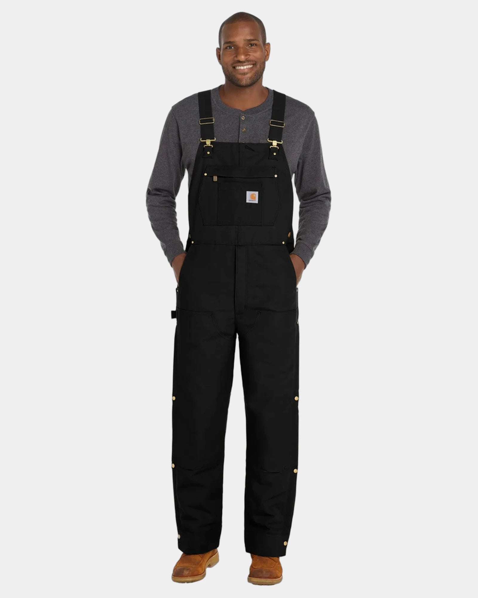 Custom insulated duck canvas Carhartt bib overalls - Black