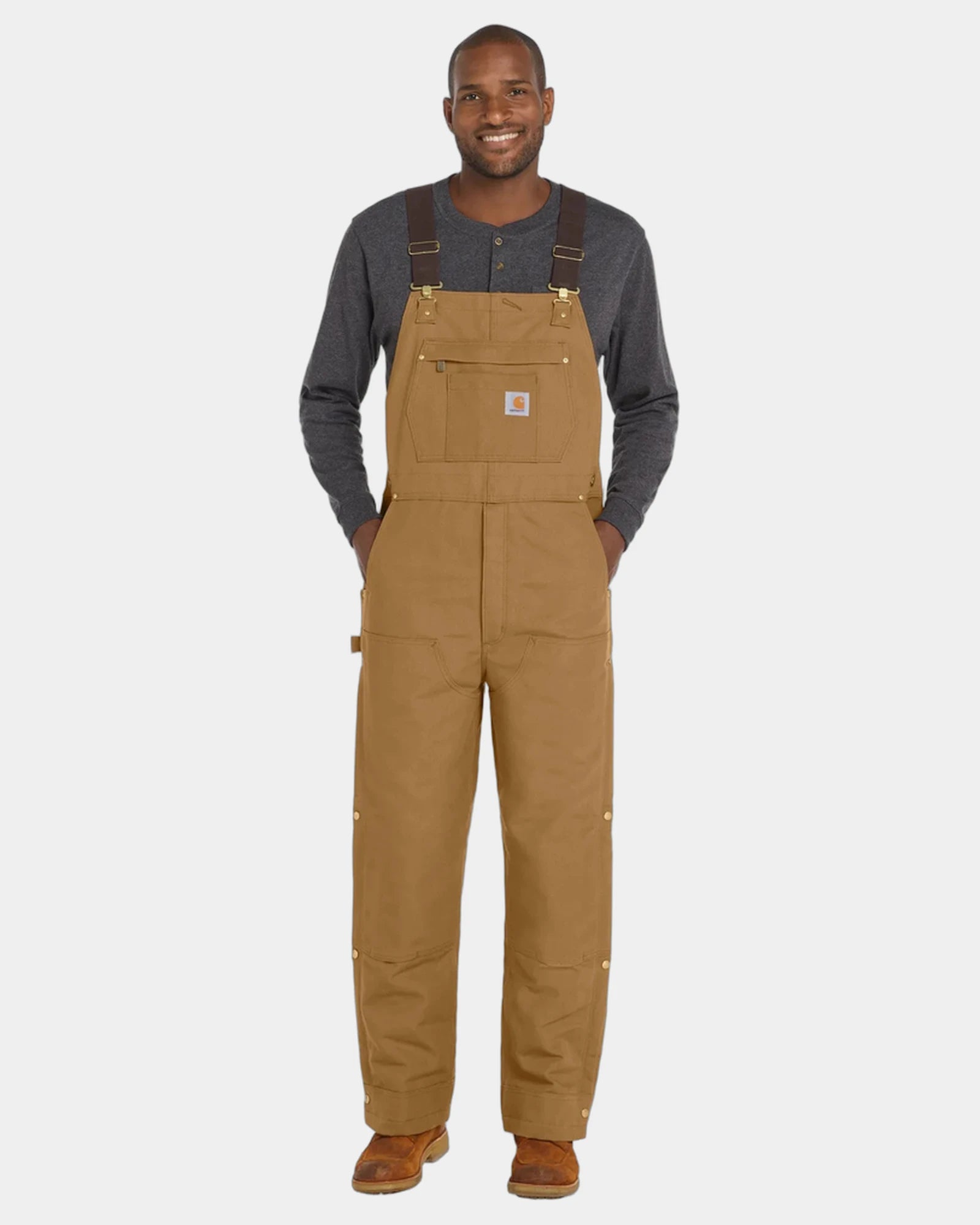 Custom insulated duck canvas Carhartt bib overalls - Carhartt Brown